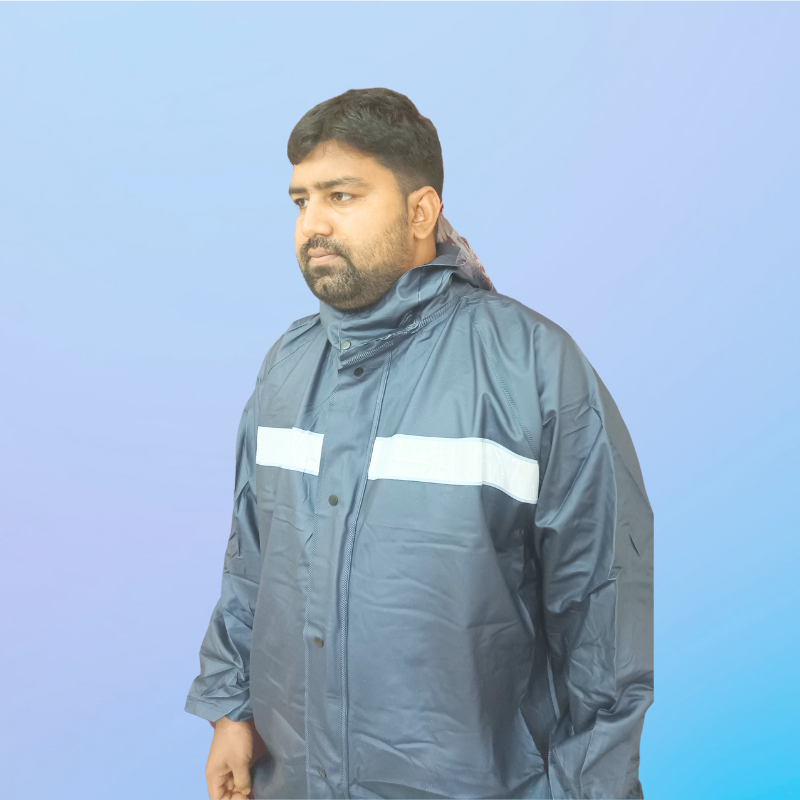 China High Quality Raincoat (Model -210) Navy Blue Couler - Image 4