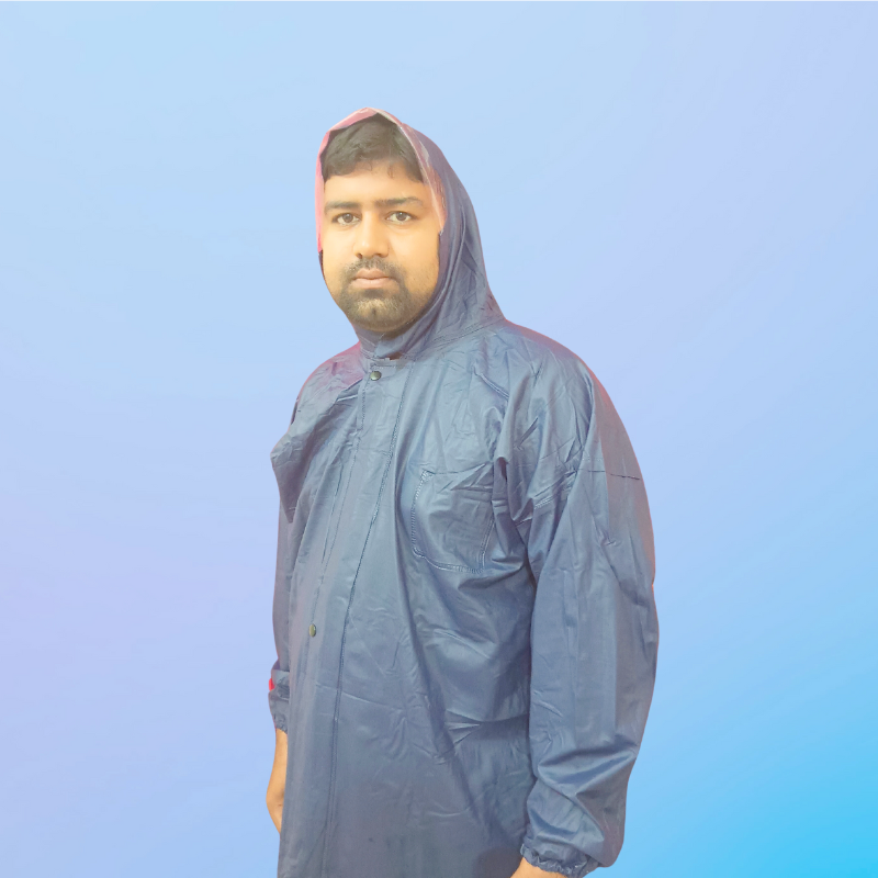 China One Part Rubber Raincoat (Model-140) Navy Blue Couler