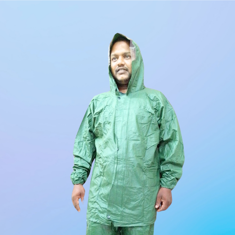 China 1 Part Rubber Raincoat (Model- 140) Parrott Green - Image 4