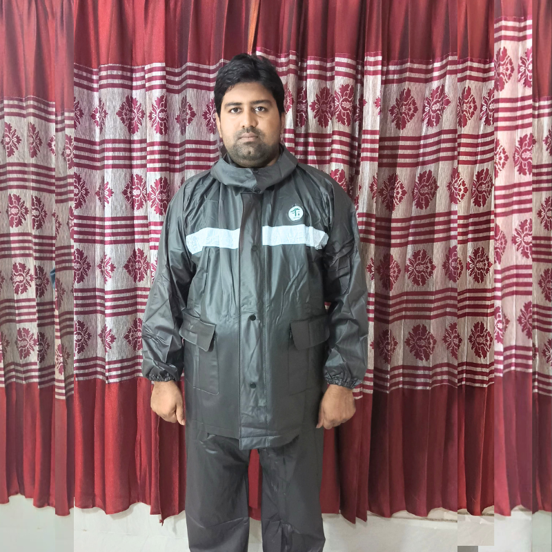 (Model -185) Black Colure সেলাই-বিহীন রাবারের চায়না রেইনকোট