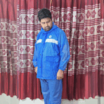(Model -185) Bright Blue Colure সেলাই-বিহীন রাবারের চায়না রেইনকোট