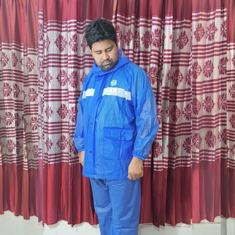 (Model -185) Bright Blue Colure সেলাই-বিহীন রাবারের চায়না রেইনকোট